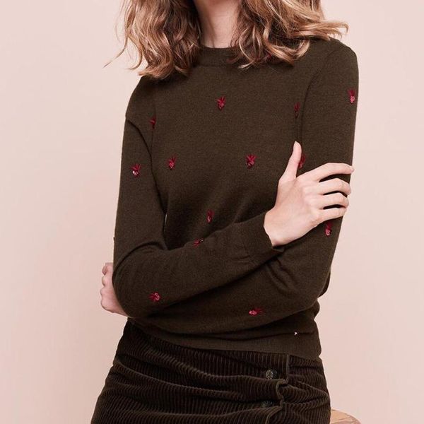 women's sweaters women fashion 100% wool merina embroidery sequin round neck knitted sweater, White;black
women's sweaters women fashion 100% wool merina embroidery sequin round neck knitted sweater, White;black