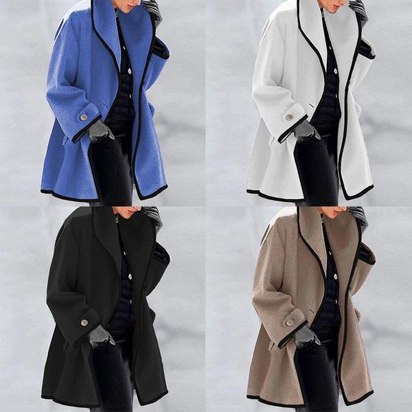 women's wool & blends female fashion loose fit jacket outwear winter warm comfortable solid color overcoat long sleeve woolen coat, Black
women's wool & blends female fashion loose fit jacket outwear winter warm comfortable solid color overcoat long sleeve woolen coat, Black