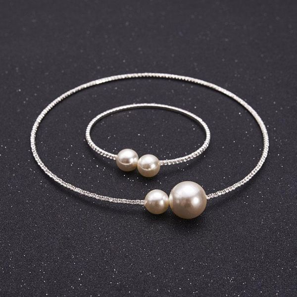 earrings & necklace fashion women simple simulated pearl bridal jewelry sets crystal wedding necklace+bracelet set nov99, Silver
earrings & necklace fashion women simple simulated pearl bridal jewelry sets crystal wedding necklace+bracelet set nov99, Silver