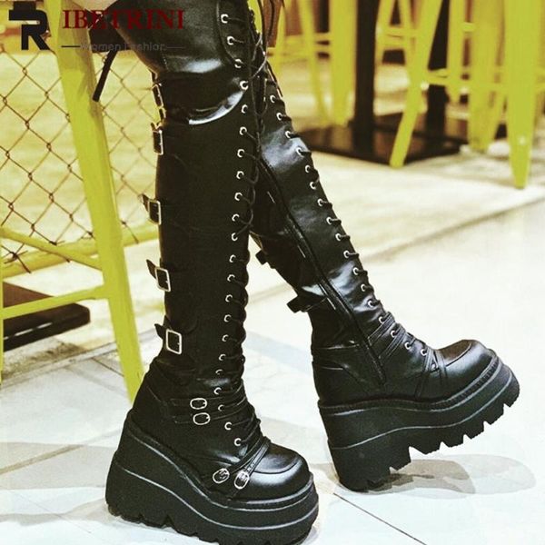 boots 2021 arrival lace up buckle zipper design women over the knee high goth street punk style platform wedges heel shoes, Black
boots 2021 arrival lace up buckle zipper design women over the knee high goth street punk style platform wedges heel shoes, Black