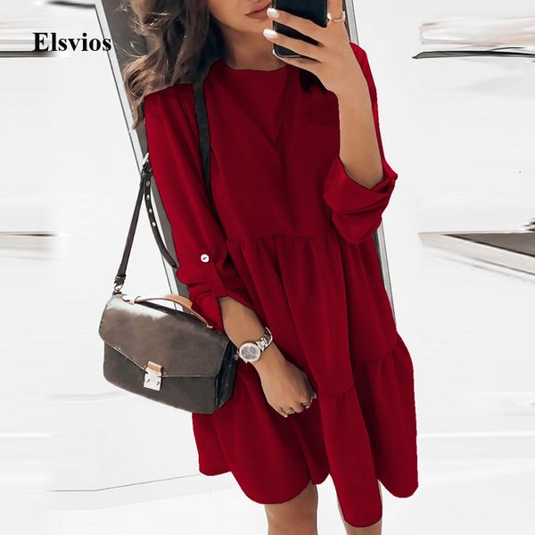 casual dresses elegant women o neck party 2021 spring adjusted button long sleeve mini summer pleated loose vestidos eh2e, Black;gray
casual dresses elegant women o neck party 2021 spring adjusted button long sleeve mini summer pleated loose vestidos eh2e, Black;gray