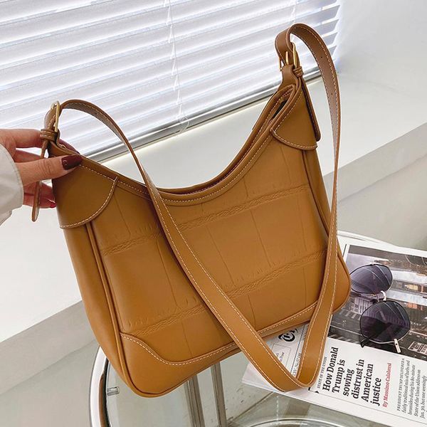 evening bags 2021 retro pu leather shoulder bag women's fashion large capacity messenger solid color bucket handbag