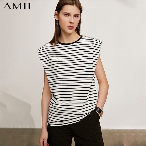 amii minimalism summer women's tshirt causal striped oneck sleeveless cotton female fashion 12170131 210708, White
amii minimalism summer women's tshirt causal striped oneck sleeveless cotton female fashion 12170131 210708, White