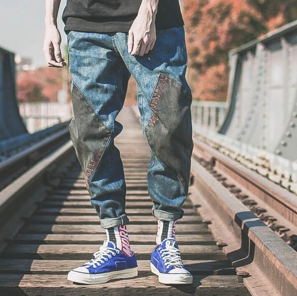 men's pants retro street personality fashion splice harem mens trousers straight loose pantalones hombre cargo feet for men, Black
men's pants retro street personality fashion splice harem mens trousers straight loose pantalones hombre cargo feet for men, Black