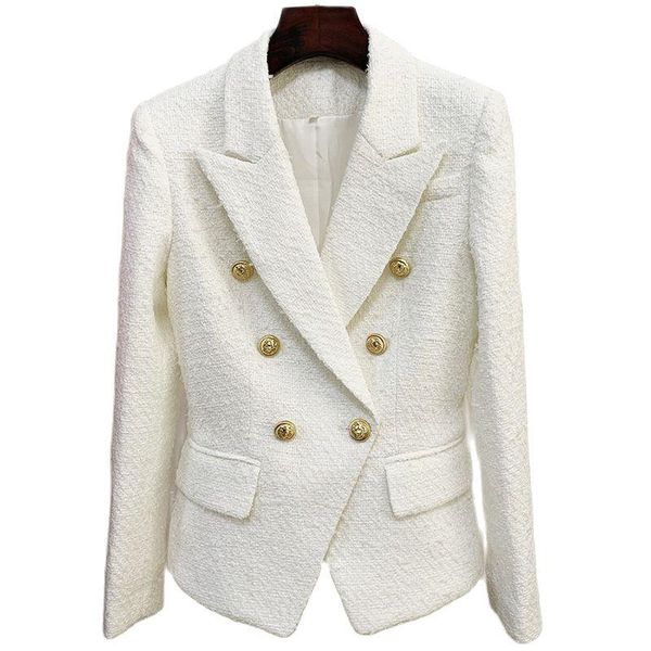 women's jackets 2021 autumn western style heavy double breasted rough tweed woolen white blazer for woman, Black;brown
women's jackets 2021 autumn western style heavy double breasted rough tweed woolen white blazer for woman, Black;brown