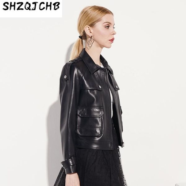women's leather & faux jchb 2021 fashion genuine jacket women short sheepskin coat motorcycle clothes spring autumn femme veste pph309, Black
women's leather & faux jchb 2021 fashion genuine jacket women short sheepskin coat motorcycle clothes spring autumn femme veste pph309, Black