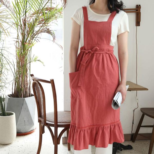 aprons korean version of cotton and linen fabric apron ruffled kitchen barista florist bakery shop overalls
aprons korean version of cotton and linen fabric apron ruffled kitchen barista florist bakery shop overalls