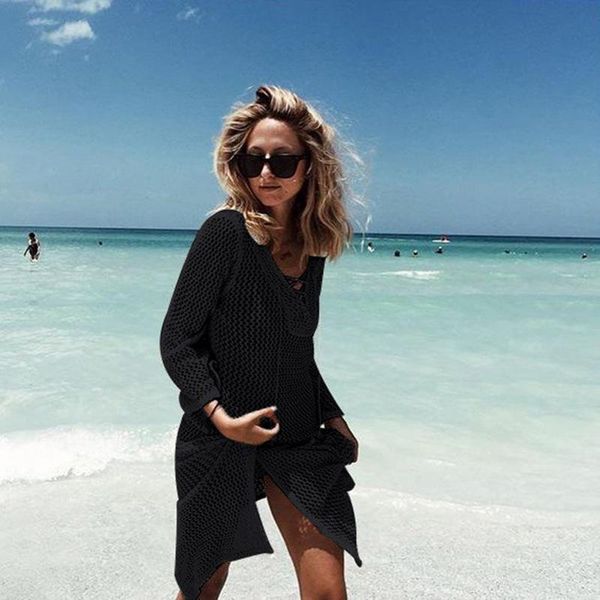 summer swimsuit cover up women bikini beach v neck skirt tie rope loose hollow out long sleeved short skirts women's swimwear, White;black
summer swimsuit cover up women bikini beach v neck skirt tie rope loose hollow out long sleeved short skirts women's swimwear, White;black