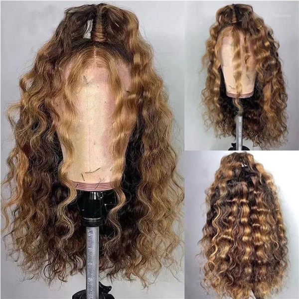 curly human hair wig brown ombre 13x1 brazilian color deep water wave hd frontal highlight lace front wigs for women1, Black;brown
curly human hair wig brown ombre 13x1 brazilian color deep water wave hd frontal highlight lace front wigs for women1, Black;brown