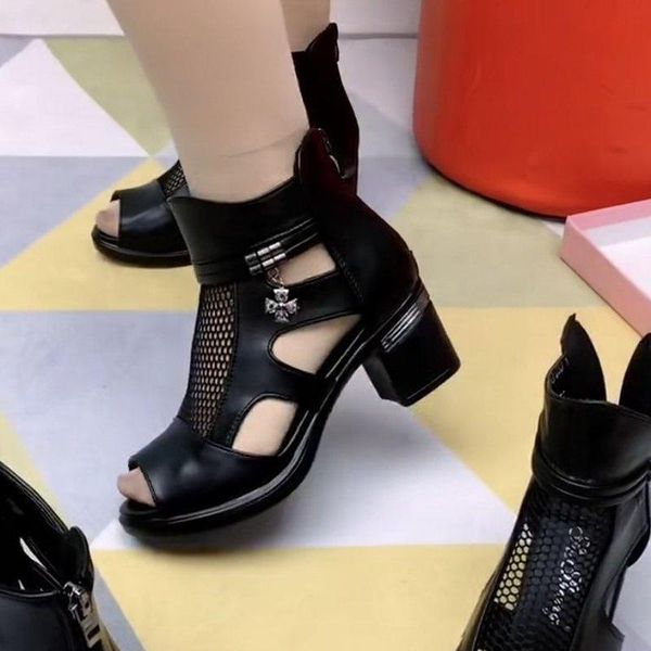 sandals 2021 summer genuine leather roman high heel women's thick fish mouth shoes hollow cool boots, Black
sandals 2021 summer genuine leather roman high heel women's thick fish mouth shoes hollow cool boots, Black