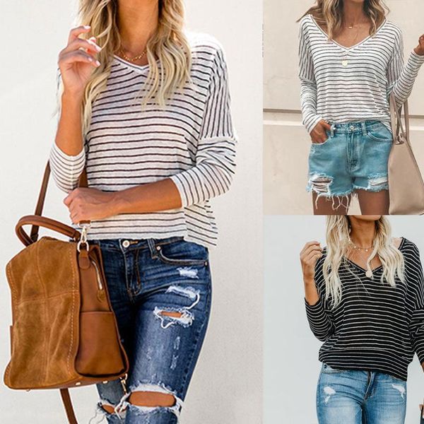 women's t-shirt women long sleeve loose t shirts fashion ladies summer casual striped shirt tee, White
women's t-shirt women long sleeve loose t shirts fashion ladies summer casual striped shirt tee, White