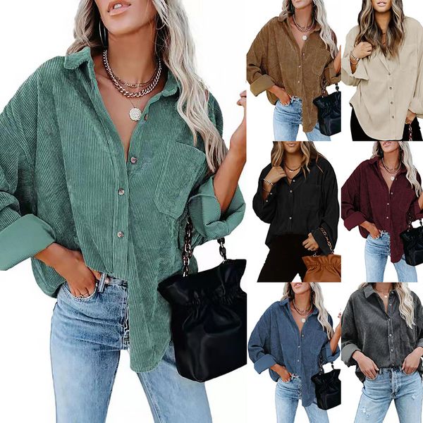 ladies loose blouses oversized corduroy shirt solid color button cardigan casual jacket spring and autumn outerwear 007, White
ladies loose blouses oversized corduroy shirt solid color button cardigan casual jacket spring and autumn outerwear 007, White