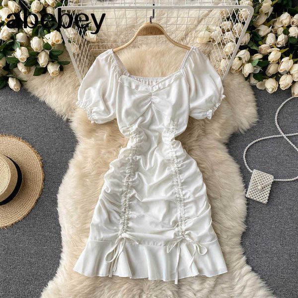 women chic purple short dress retro square collar puff sleeve drawstring dress fashion korean streetwear dress 210715, Black;gray
women chic purple short dress retro square collar puff sleeve drawstring dress fashion korean streetwear dress 210715, Black;gray