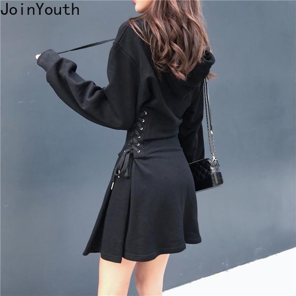 joinyouth hooded pullover sweatshirt dress cross bandage slim waist a-line mini vestidos 2021 long sleeve korean dresses 56781 casual, Black;gray
joinyouth hooded pullover sweatshirt dress cross bandage slim waist a-line mini vestidos 2021 long sleeve korean dresses 56781 casual, Black;gray