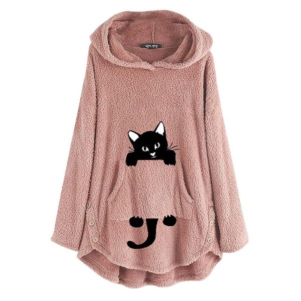 women's hoodies & sweatshirts cat print long sweatshirt women fleece warm embroidery pocket pullovers ear plus size hoodie blouse sweat, Black
women's hoodies & sweatshirts cat print long sweatshirt women fleece warm embroidery pocket pullovers ear plus size hoodie blouse sweat, Black