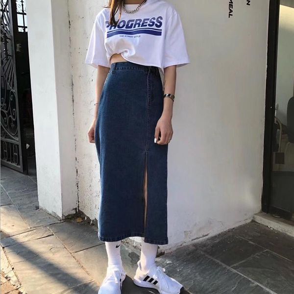 skirts high waist split denim skirt women's korean retro loose woman slimming mid-length a-line women 2021, Black
skirts high waist split denim skirt women's korean retro loose woman slimming mid-length a-line women 2021, Black