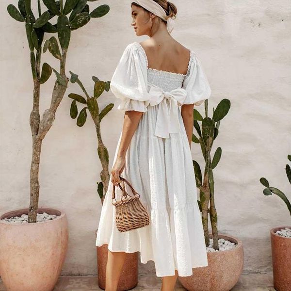 White Dot Smocked Bodice Women Dresses Bow Tied Summer Cute Sexy Puff Sleeve Ladies, Black;gray
White Dot Smocked Bodice Women Dresses Bow Tied Summer Cute Sexy Puff Sleeve Ladies, Black;gray