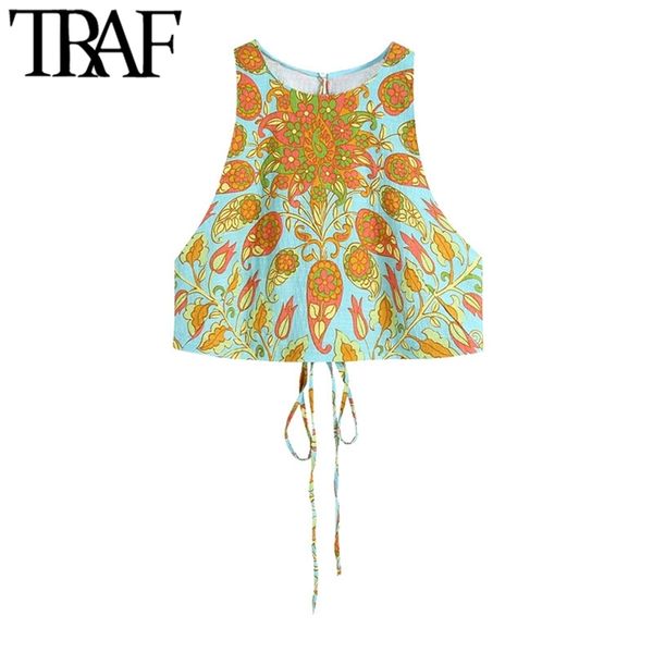 women fashion paisley print cropped blouses vintage sleeveless back bow tied female shirts chic 210507, White
women fashion paisley print cropped blouses vintage sleeveless back bow tied female shirts chic 210507, White