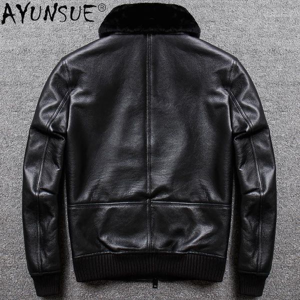 men's leather & faux akoosun genuine jacket men winter real fur coat natural sheep shearling warm jackets 2021 m8804, Black 
men's leather & faux akoosun genuine jacket men winter real fur coat natural sheep shearling warm jackets 2021 m8804, Black