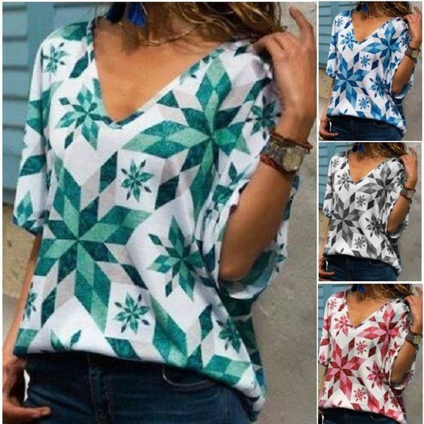women's t-shirt v-neck short-sleeved printed clothing urban casual loose-fitting fashion ladies' summer plus size, White
women's t-shirt v-neck short-sleeved printed clothing urban casual loose-fitting fashion ladies' summer plus size, White