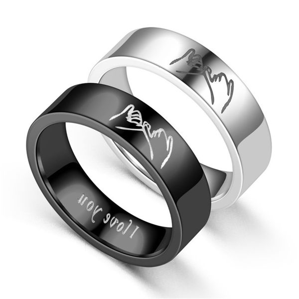 stainless steel 'i love you' hand in pattern 6mm width couple rings fashion jewelry gifts for lovers r0761, Slivery;golden
stainless steel 'i love you' hand in pattern 6mm width couple rings fashion jewelry gifts for lovers r0761, Slivery;golden