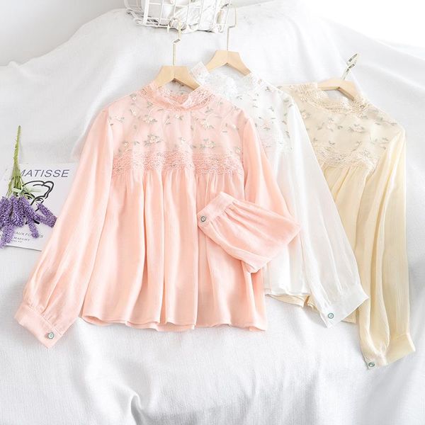 spring autumn women long sleeve blouse casual loose floral embroidery lace blouses female vintage shirt short ab1925 women's & shirts, White
spring autumn women long sleeve blouse casual loose floral embroidery lace blouses female vintage shirt short ab1925 women's & shirts, White
