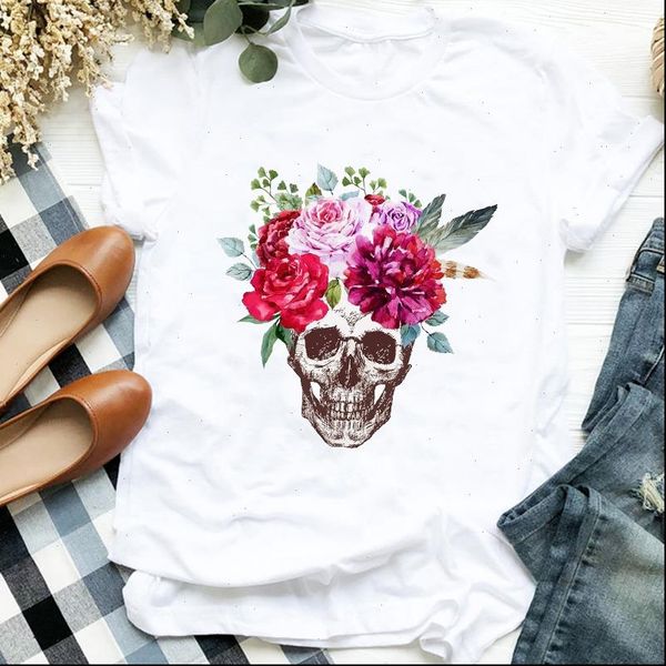 flower skull scary printing fall women t shirts halloween print tee clothes graphic, White
flower skull scary printing fall women t shirts halloween print tee clothes graphic, White