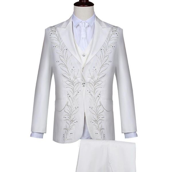 men's suits & blazers suit coat vest pants 3 pieces set / nice business groom wedding embroidery jacket trousers waistcoat, White;black
men's suits & blazers suit coat vest pants 3 pieces set / nice business groom wedding embroidery jacket trousers waistcoat, White;black