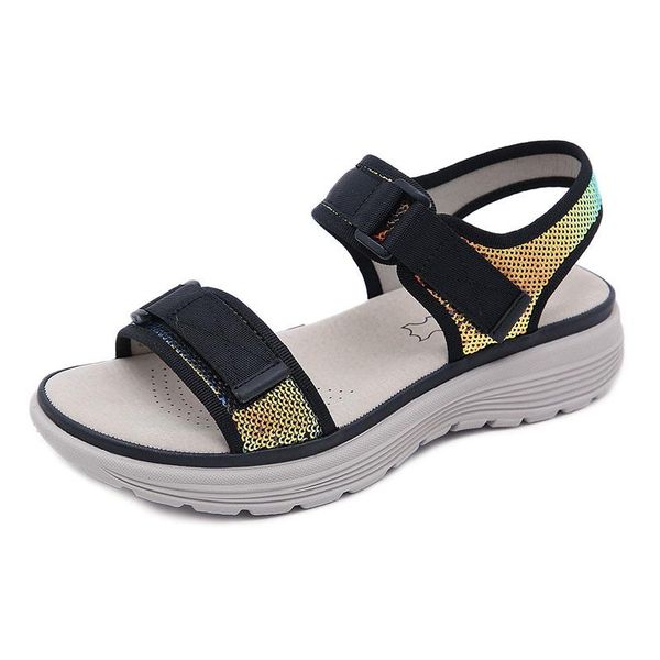 summer shoes women beach sandals thick sole sweet ladies holiday big size 42 a3484, Black