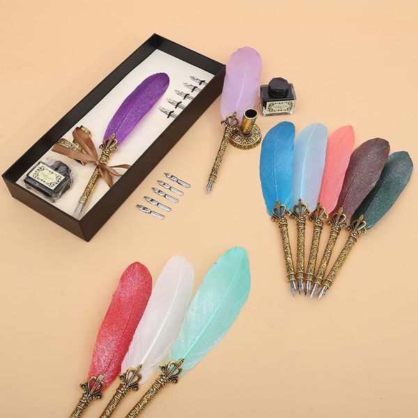 european style retro calligraphy set carved pen holder dip ink christmas gift feather fountain pens
european style retro calligraphy set carved pen holder dip ink christmas gift feather fountain pens
