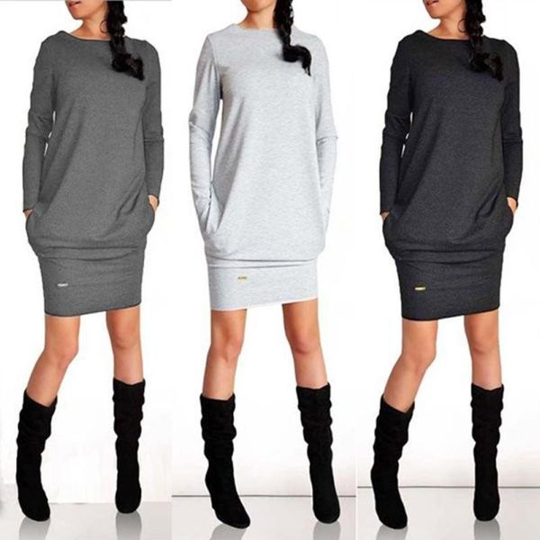 gym clothing autumn winter dresses women's long sleeve o-neck pullover casual solid color dress plus size sweatshirt, White;black
gym clothing autumn winter dresses women's long sleeve o-neck pullover casual solid color dress plus size sweatshirt, White;black