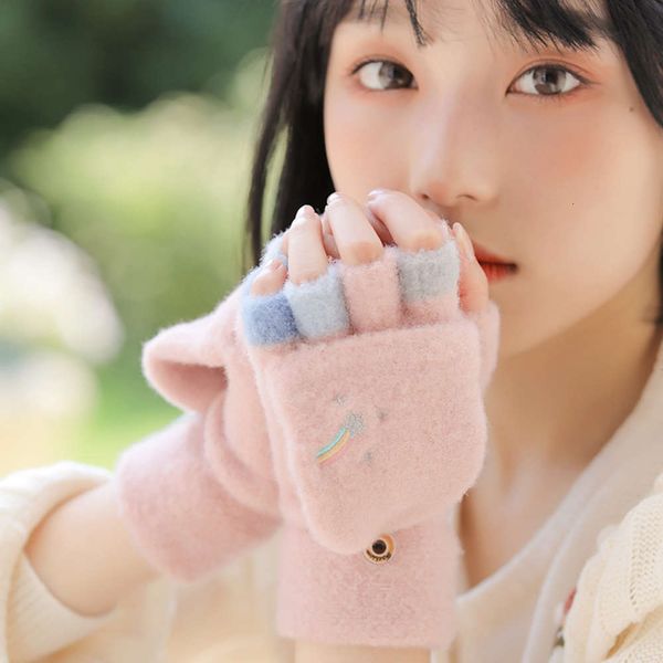 gloves women winter plush cute version thickened warm pink girls flip half finger, Blue;gray
gloves women winter plush cute version thickened warm pink girls flip half finger, Blue;gray