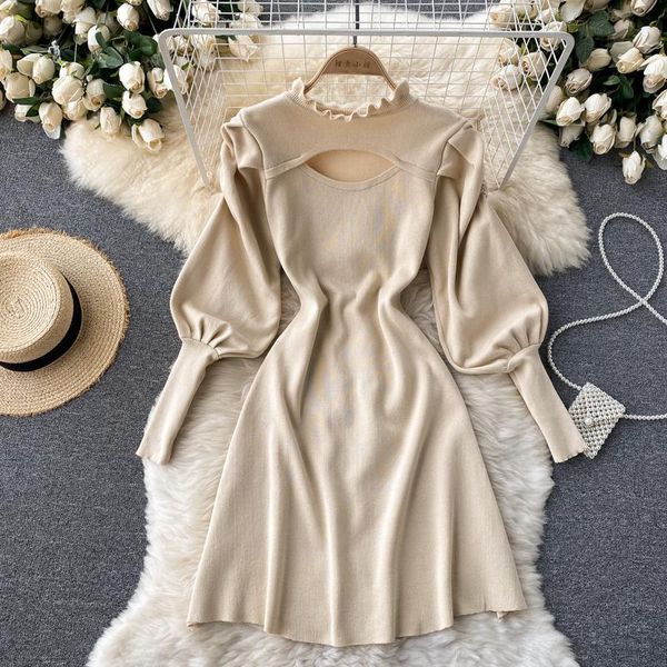 casual dresses design hollow knitted dress women elegant french lantern sleeve a-line autumn fashion streetwear short, Black;gray
casual dresses design hollow knitted dress women elegant french lantern sleeve a-line autumn fashion streetwear short, Black;gray