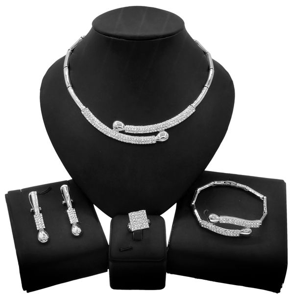 yulaili exquisite shiny silver crystal necklace set fashion women's wedding dinner bracelet earring ring 4 pieces jewellery sets hs2108, Black
yulaili exquisite shiny silver crystal necklace set fashion women's wedding dinner bracelet earring ring 4 pieces jewellery sets hs2108, Black
