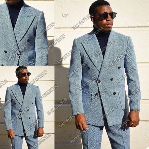men's suits & blazers costume homme blue herringbone men for wedding male fashion clothing double breasted jacket with pants groom wear, White;black
men's suits & blazers costume homme blue herringbone men for wedding male fashion clothing double breasted jacket with pants groom wear, White;black