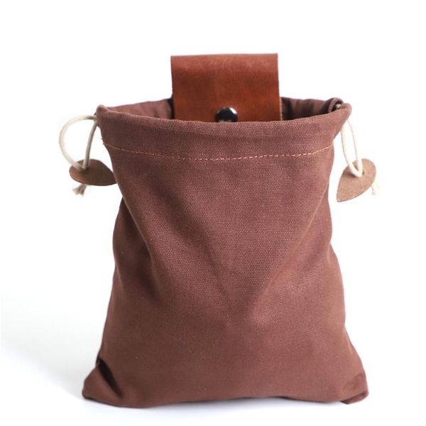 leather and canvas bushcraft bag garden fruit picking outdoor camping storage waist hanging tool bags