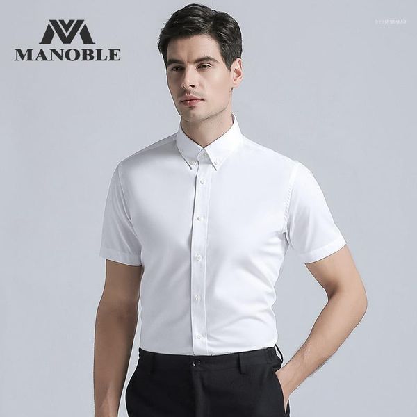 men's casual shirts 2021 fashion regular fit shirt men short sleeve business suits dress mens collar button1, White;black
