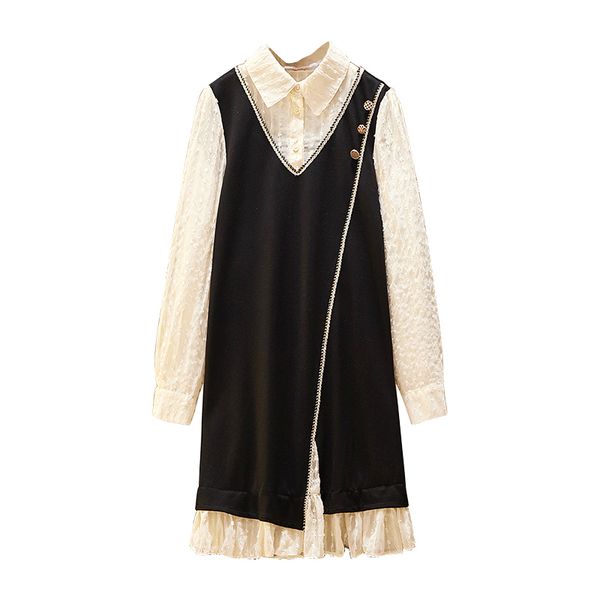 women black beige patchwork turn down collar long sleeve button a line elegant mini dress d2064 210514, Black;gray
women black beige patchwork turn down collar long sleeve button a line elegant mini dress d2064 210514, Black;gray