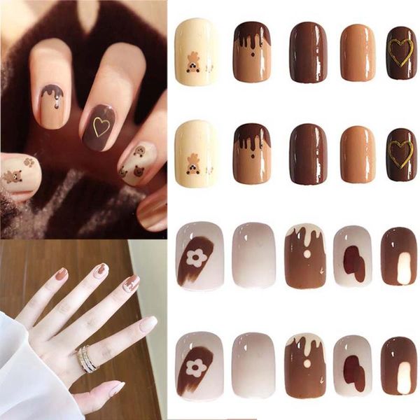 24pcs cute bear matte fake nail art decorations chic short square head ultra-thin boxed false nails reusable manicure accessorie, Red;gold
24pcs cute bear matte fake nail art decorations chic short square head ultra-thin boxed false nails reusable manicure accessorie, Red;gold