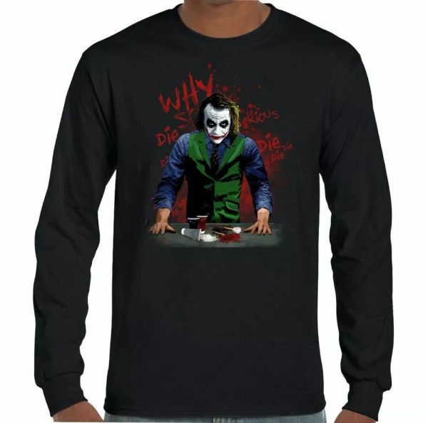 why so serious t-shirt joker mens funny batman heath ledger dark knight, White;black
why so serious t-shirt joker mens funny batman heath ledger dark knight, White;black