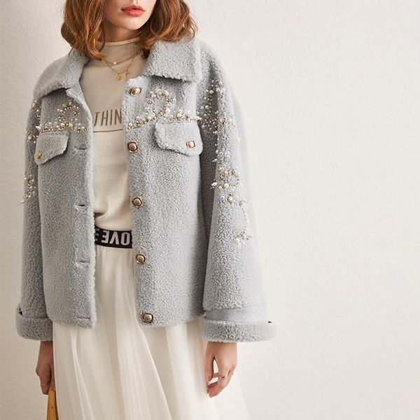 women's fur & faux granular sheep shearing coat autumn and winter 2021 small leisure short style versatile thin, Black
women's fur & faux granular sheep shearing coat autumn and winter 2021 small leisure short style versatile thin, Black