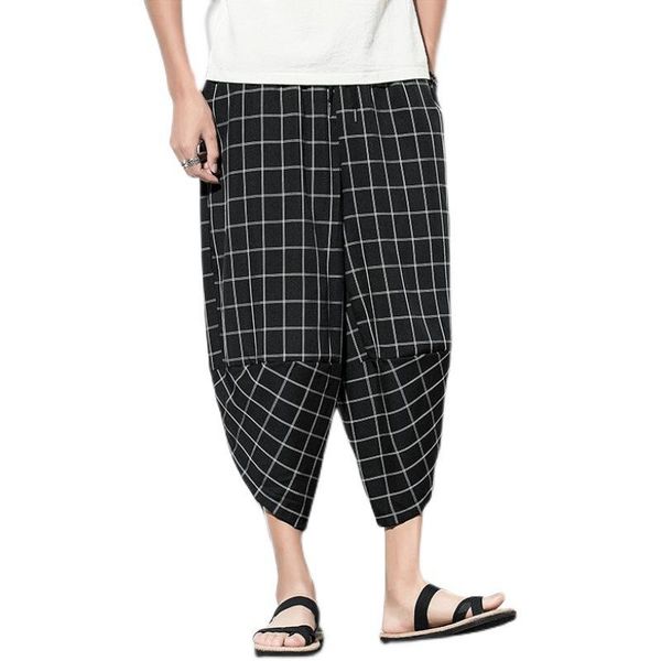 summer ice silk carrot harem pants men's large size loose men fashion cropped wide-leg bloomers plaid working clothes, Black
summer ice silk carrot harem pants men's large size loose men fashion cropped wide-leg bloomers plaid working clothes, Black