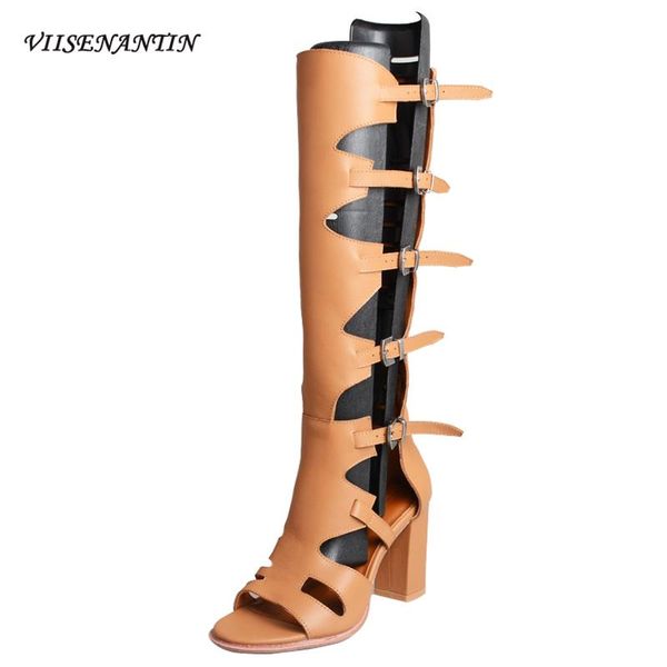 luxury leather lady gladiator sandal boot knee high buckle belt open toe chunky heel roman bootie dress shoes, Black
luxury leather lady gladiator sandal boot knee high buckle belt open toe chunky heel roman bootie dress shoes, Black