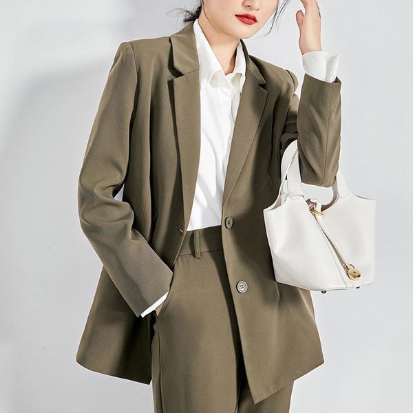 women's tracksuits 2021 spring office lady 2 piece set elegant double breasted blazer ankle length straight pants women work wear suits, Gray
women's tracksuits 2021 spring office lady 2 piece set elegant double breasted blazer ankle length straight pants women work wear suits, Gray