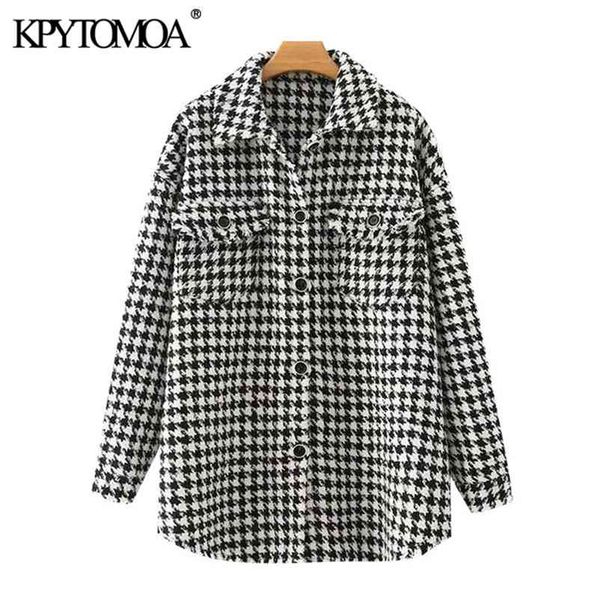 women fashion oversized houndstooth frayed tweed jacket coat vintage long sleeve pockets female outerwear chic 210420, Black;brown
women fashion oversized houndstooth frayed tweed jacket coat vintage long sleeve pockets female outerwear chic 210420, Black;brown