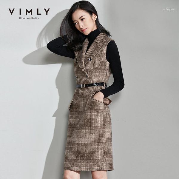 casual dresses vimly 2021 autumn winter women plaid stripe woolen dress elegant style sleeveless double breasted lapel female 993051, Black;gray
casual dresses vimly 2021 autumn winter women plaid stripe woolen dress elegant style sleeveless double breasted lapel female 993051, Black;gray