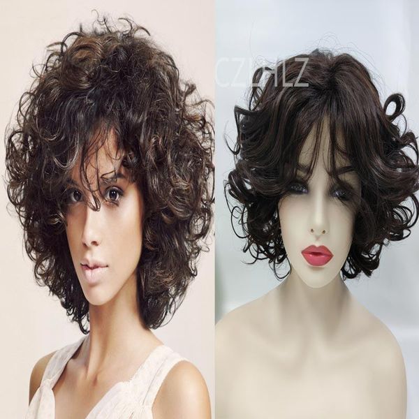 synthetic wigs women's curly wavy hair wig dark brown short with bangs fancy dress party full for black women
synthetic wigs women's curly wavy hair wig dark brown short with bangs fancy dress party full for black women