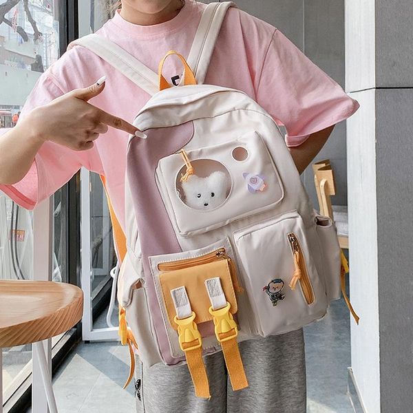 school bags kawaii fashion women's bag spring travel backpack student contrast color nylon girls backpacks female 2021
school bags kawaii fashion women's bag spring travel backpack student contrast color nylon girls backpacks female 2021