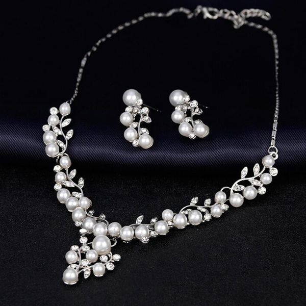 earrings & necklace pearl jewelry sets for women african beads set wedding imitation crystal bridal jewelery costume, Silver
earrings & necklace pearl jewelry sets for women african beads set wedding imitation crystal bridal jewelery costume, Silver