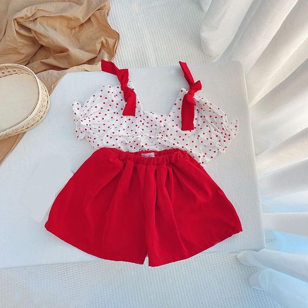 summer children's clothing sets polka dot bow square collar t-shirt + casual shorts pants princess girls kids 2pcs suits, White
summer children's clothing sets polka dot bow square collar t-shirt + casual shorts pants princess girls kids 2pcs suits, White
